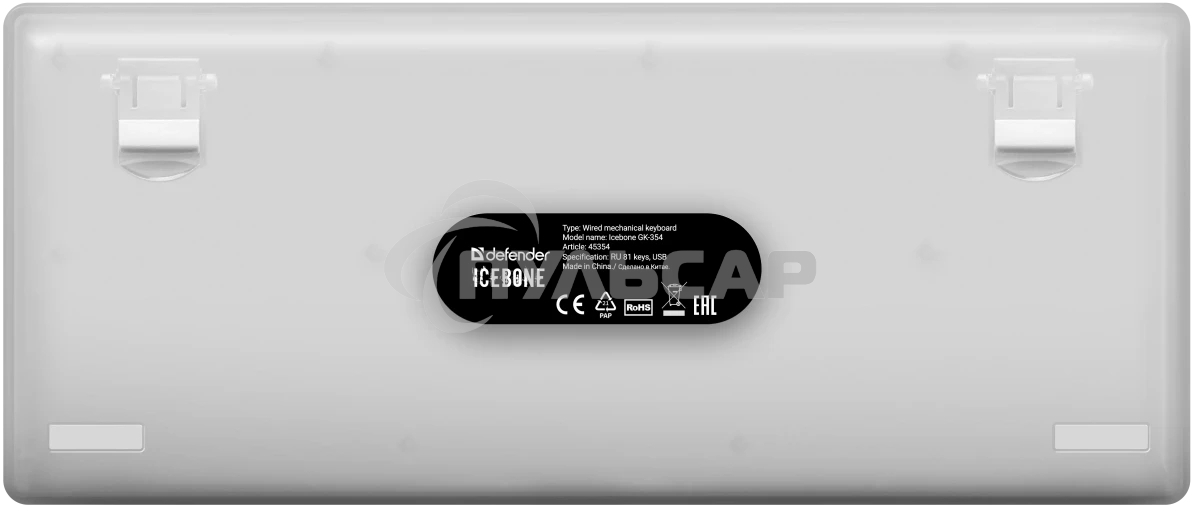 Клавиатура проводная механическая Defender Icebone GK-354 RU,прозрач,81кн+FN,радуж,1.5м_1