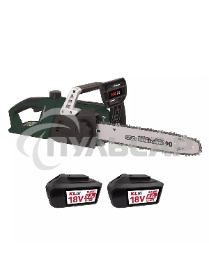 Профессиональная аккумуляторная цепная пила KLPRO KLBOM36B-80 (36В (2x18В), Li-ion-2шт 8,0А·ч, ЗУ 4,5А 7000об/мин, 14”)