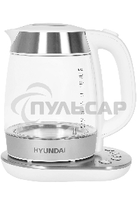 Чайник электрический Hyundai HYK-G4033 1.7л. 2200Вт белый/серебристый (корпус: стекло)