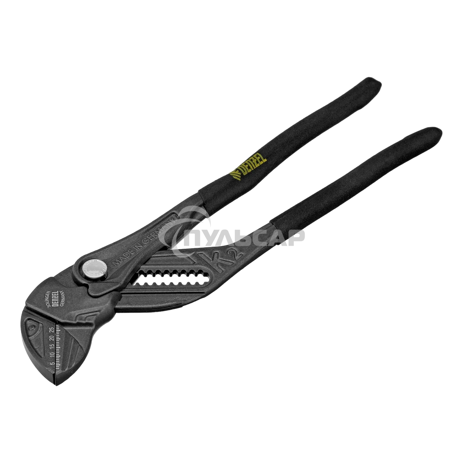 Клещи переставные Denzel кнопочный механизм, обливные рукоятки, сантехнические, 250 мм