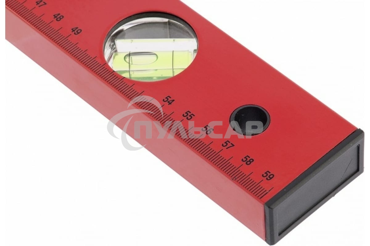 Уровень алюминиевый Matrix, 600 мм, 3 глазка, красный, линейка