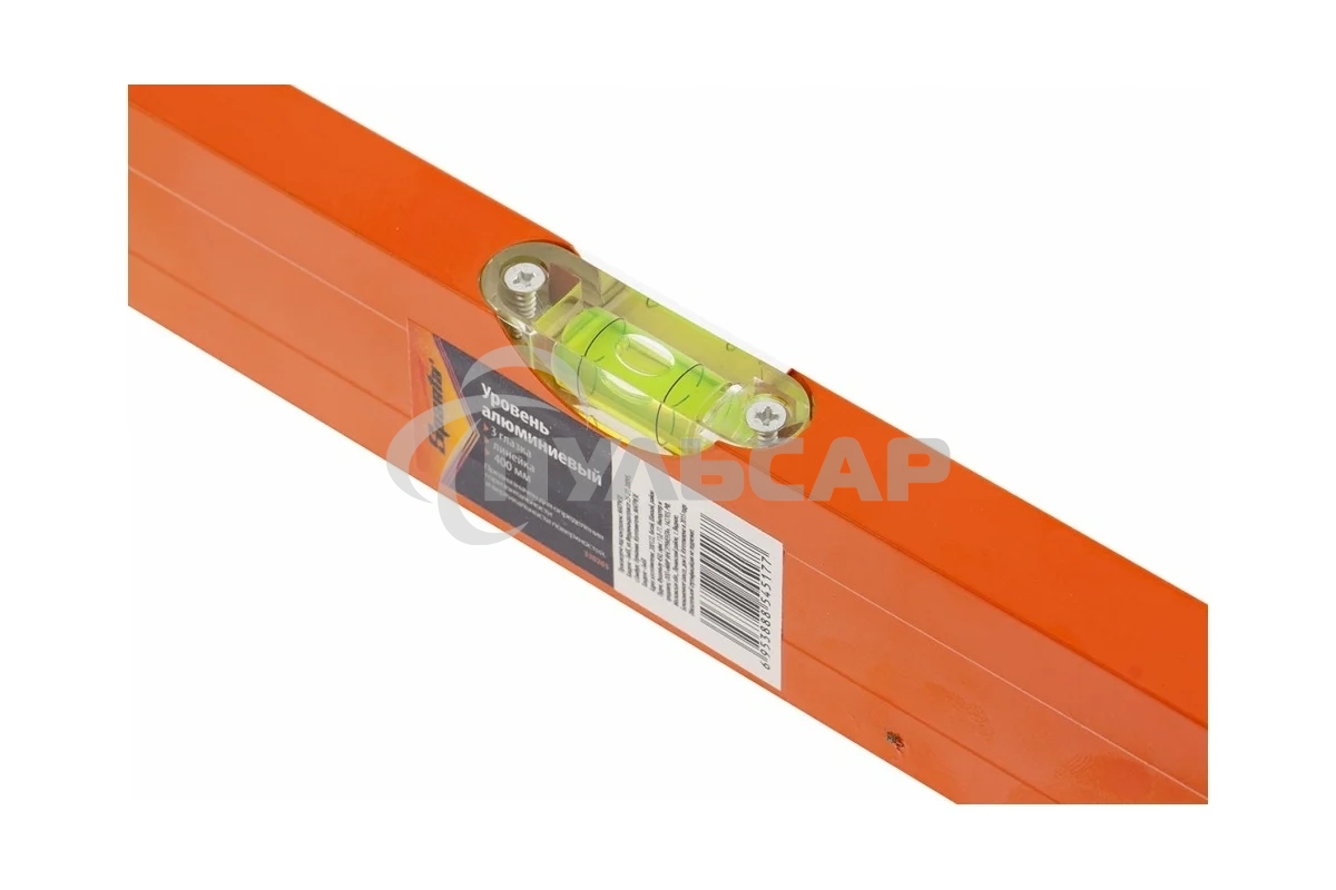 Уровень алюминиевый, 400 мм, 3 глазка, желтый, линейка Sparta