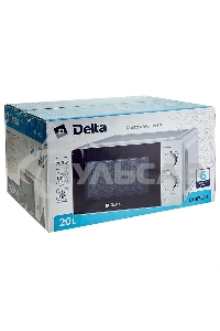 Микроволновая печь DELTA DL-87L20 белый, 20 л, 700 Вт, переключатели - поворотный механизм