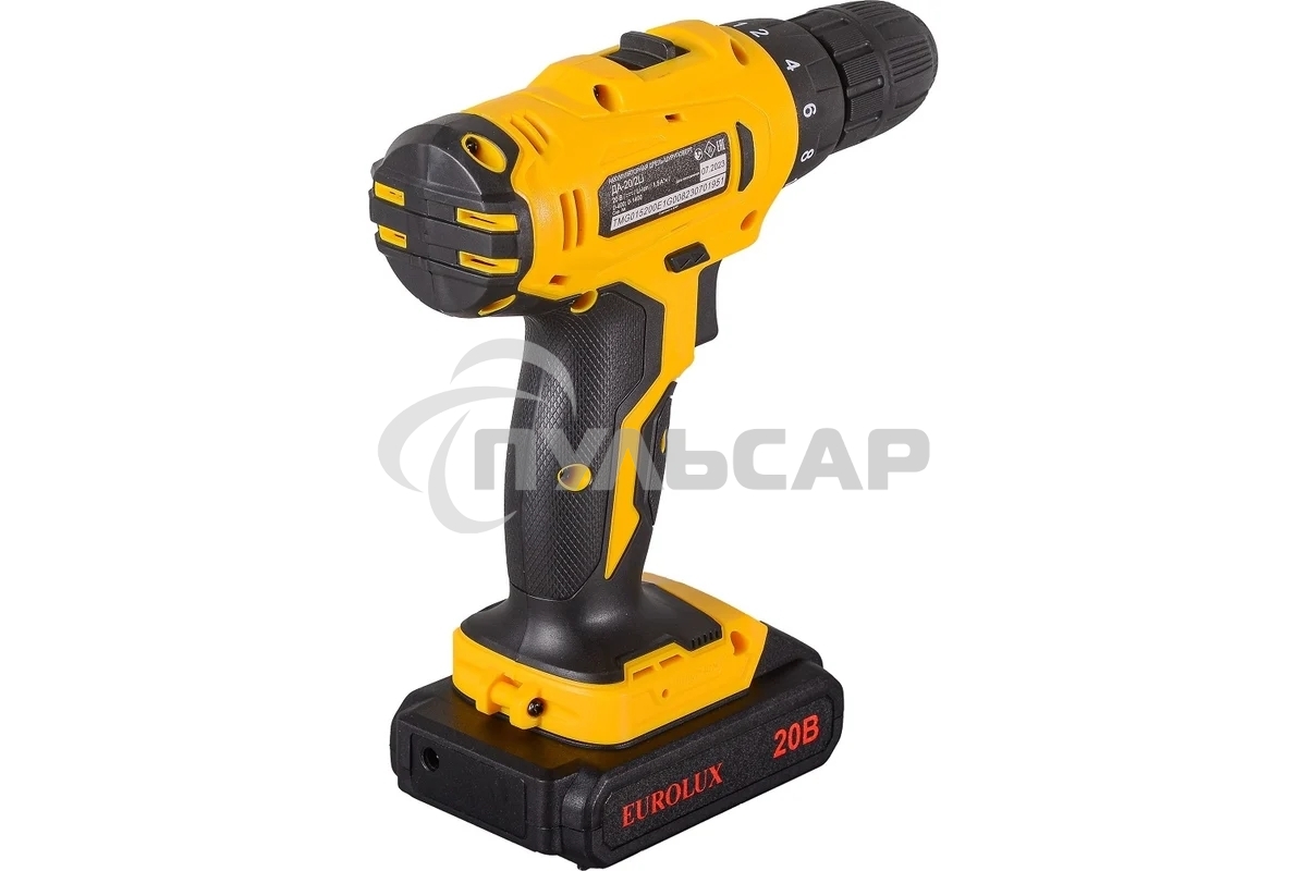 Дрель-шуруповерт Eurolux ДА-20/2Li, Аккумуляторная, 20В