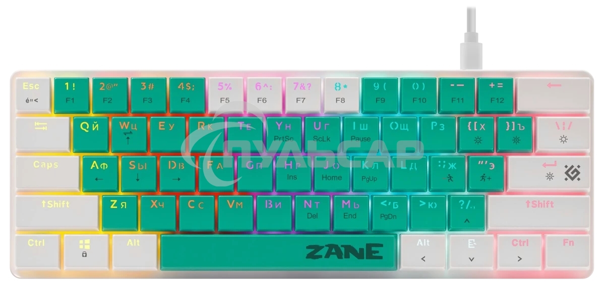 Клавиатура проводная механическая Defender Zane GK-089 RU,зелен/бел,61кн,1.5м,LowRed_1