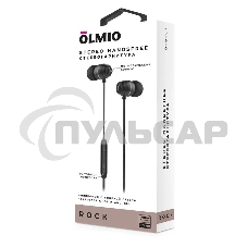 Наушники-гарнитура OLMIO Rock 3.5мм, черные, с микрофоном и кнопкой ответа