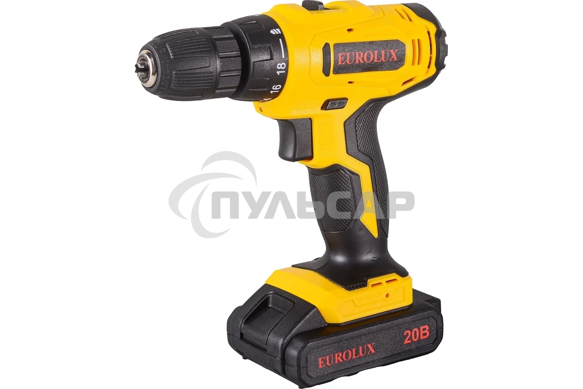 Дрель-шуруповерт Eurolux ДА-20/2Li, Аккумуляторная, 20В