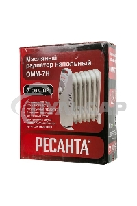 Обогреватель масляный Ресанта ОММ-7Н (7 секций) белый, 700 Вт, 10 м2, термостат 67/3/1