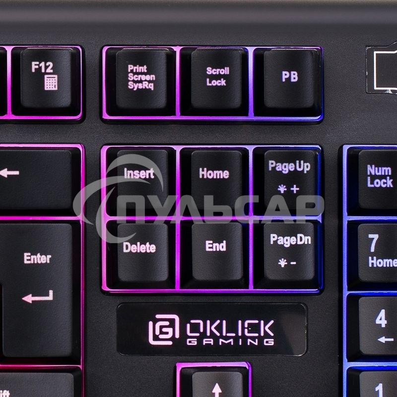 Клавиатура проводная Oklick 717G BLACK DEATH черный/оранжевый USB Multimedia for gamer LED