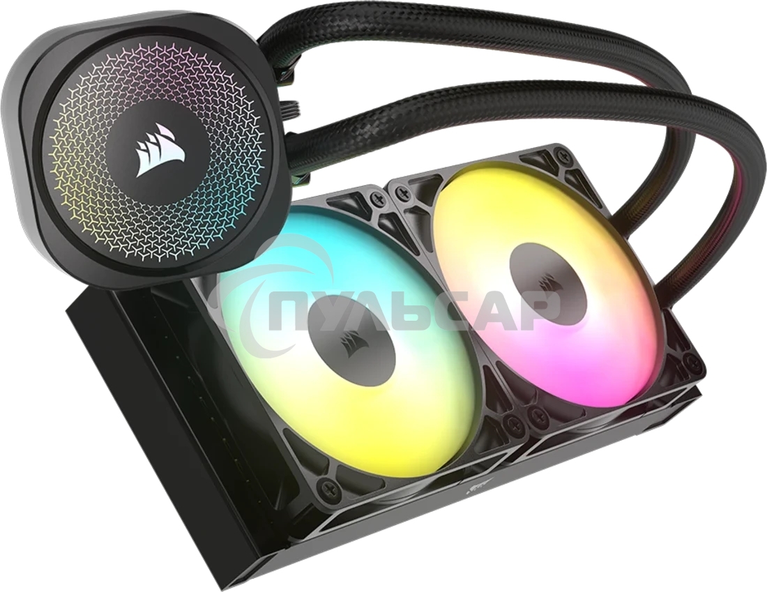 Система жидкостного охлаждения Corsair NAUTILUS 240 ARGB (240мм, черный, ARGB/ Fans: 2x120мм, 74.37CFM, 34dBA, 2100RPM/ S: 1851, 1700, AM5, AM4)