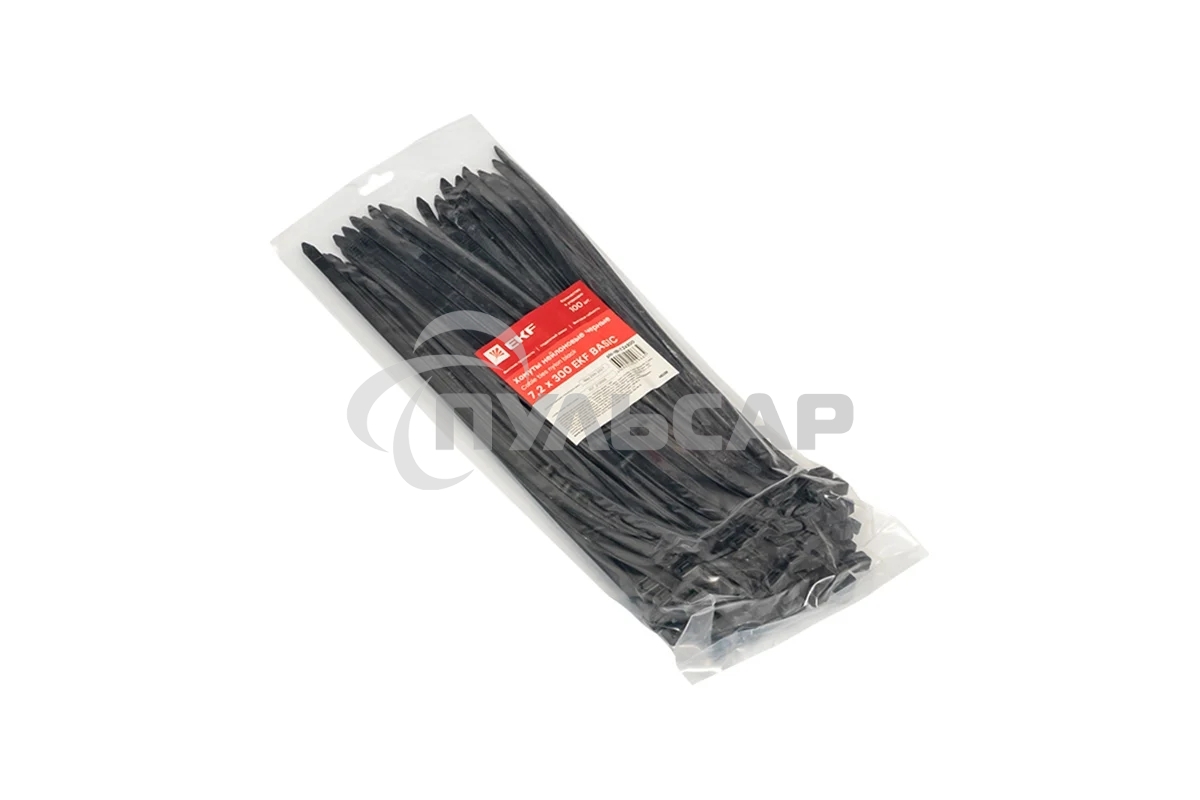 Хомут нейлоновый черный EKF Basic plc-cb-7.2x300 (7,2х300) (100 шт.)