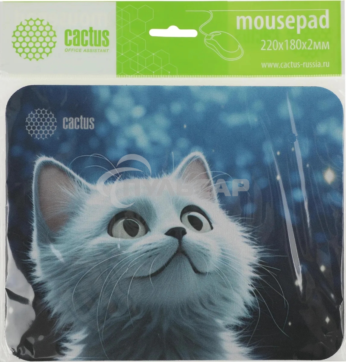 Коврик для мыши Cactus белый Cat 220x180x2мм (CS-MPC-P06XS)