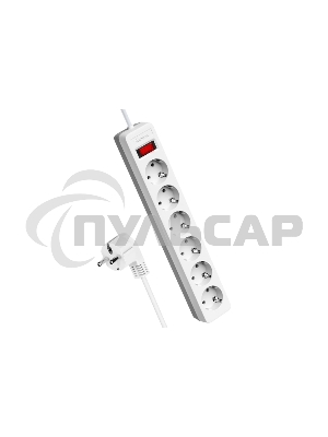 Удлинитель с сетевым фильтром Космос 6х3м с заземл. 16А IP20 3.5кВт с предохранителем 3х1 индикатор сети бел.