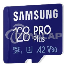 Флеш карта microSDXC 128GB Samsung PRO Plus Class 10, A2, V30, UHS-I (U3), W 130 МБ/с, R 180 МБ/с, <MB-MD128SA/KR> адаптер на SD