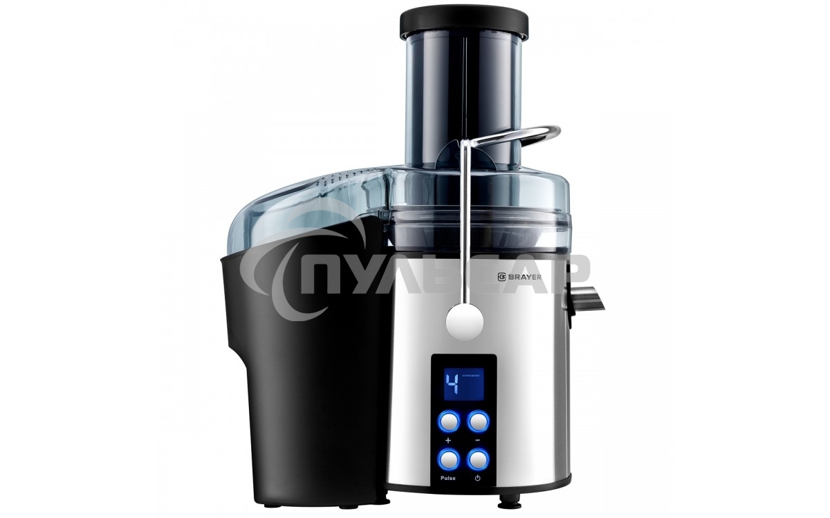 Соковыжималка BRAYER BR1705 центробежная, 800 Вт, 4 скор, LEDдисп,рез.для сока 1,1л, резер.мякот 2 л