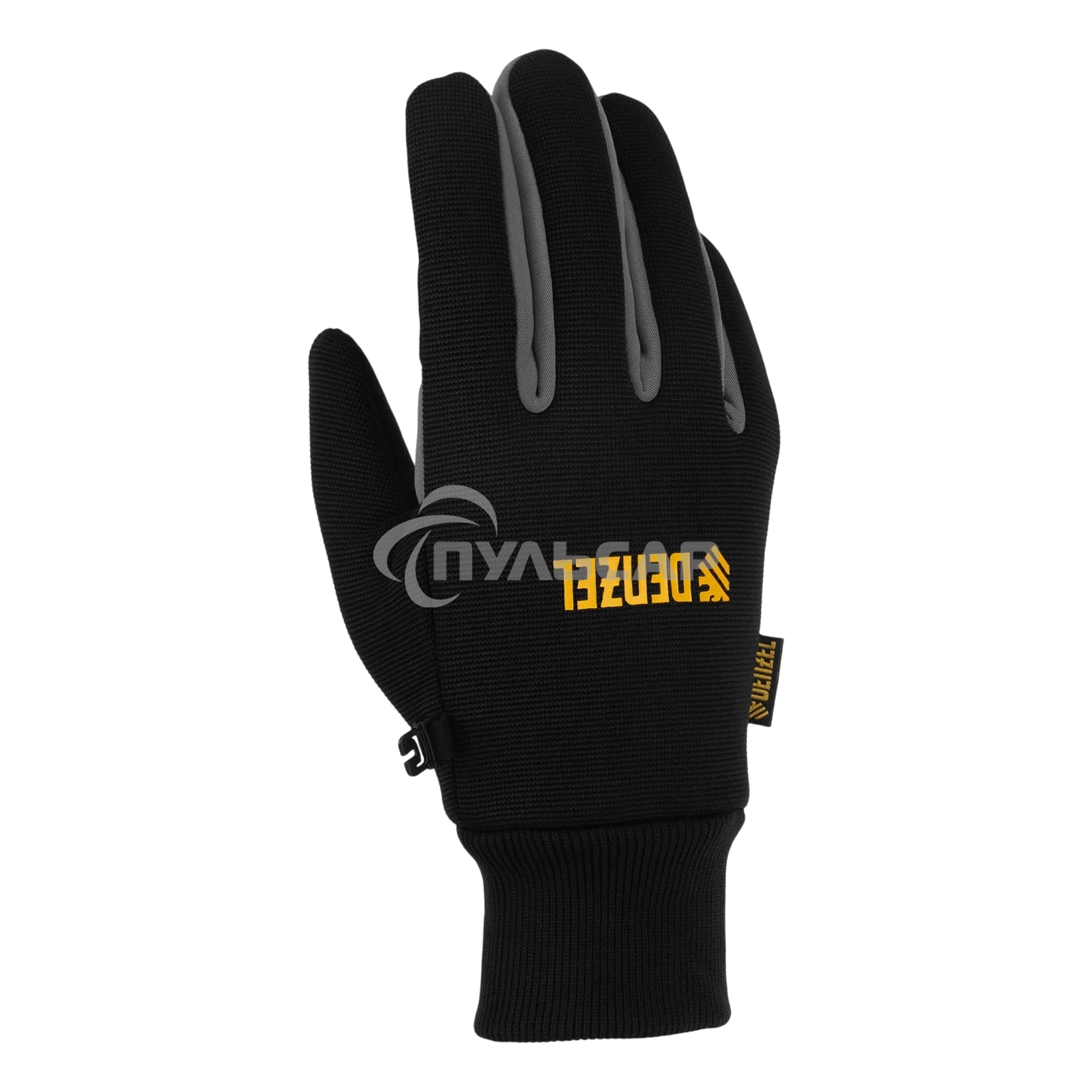 Перчатки универсальные Denzel 68092 двойные, работа с сенсорным экраном, вязаная манжета, размер 8