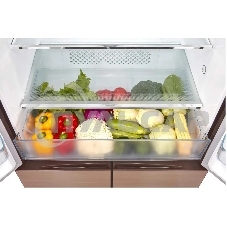 Холодильник Korting KNFM 81787 GM коричневый трехкамерный 303/153л морозилка сбоку, No Frost, Side by Side