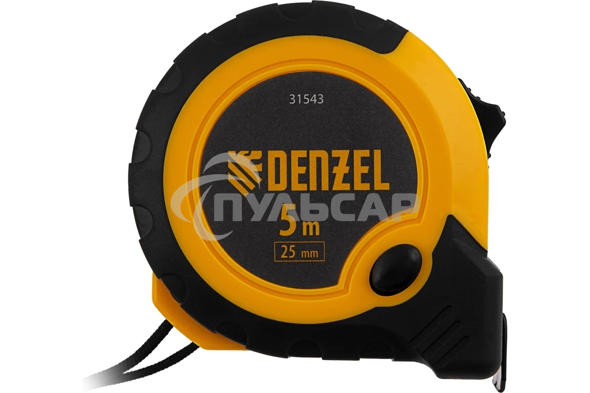Рулетка 5м х 25мм, двухкомп. корпус, кнопка-пауза Denzel