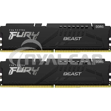 Оперативная память Kingston Fury Beast, DDR5, 32Gb (2x16Gb), 6400MHz, CL32, DIMM, с радиатором, черный