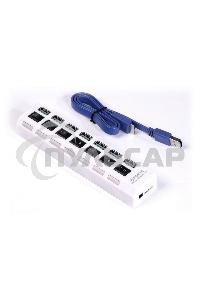 USB-хаб SMARTBUY (SBHA-7307-W) USB 3.0 хаб + выкл., 7 портов, белый