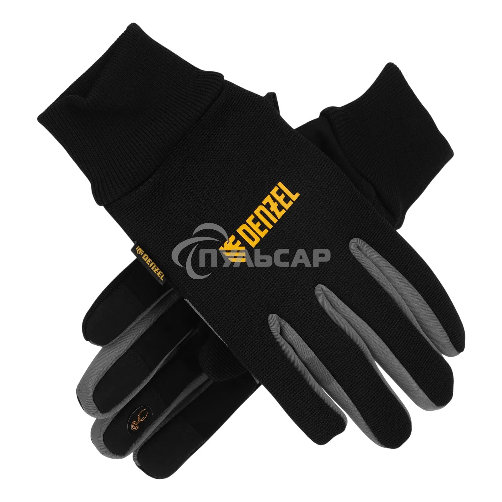 Перчатки универсальные Denzel 68092 двойные, работа с сенсорным экраном, вязаная манжета, размер 8