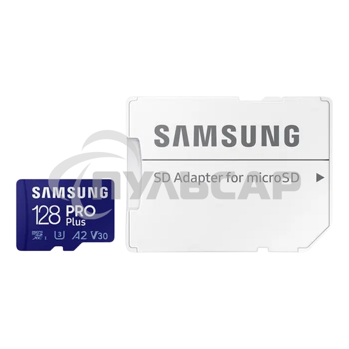Флеш карта microSDXC 128GB Samsung PRO Plus Class 10, A2, V30, UHS-I (U3), W 130 МБ/с, R 180 МБ/с, <MB-MD128SA/KR> адаптер на SD