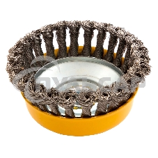 Щетка для УШМ Denzel 125 мм, Чашка, крученая нержавеющая проволока 0,5 мм, М14 746273