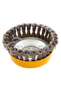 Щетка для УШМ Denzel 125 мм, Чашка, крученая нержавеющая проволока 0,5 мм, М14 746273