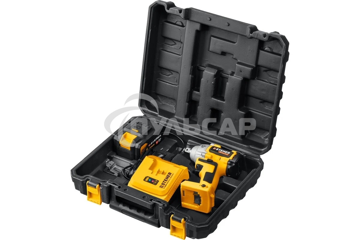 Гайковерт STEHER 20В бесщеточный, 1 АКБ (4А·ч), в кейсе. CWB-300-1