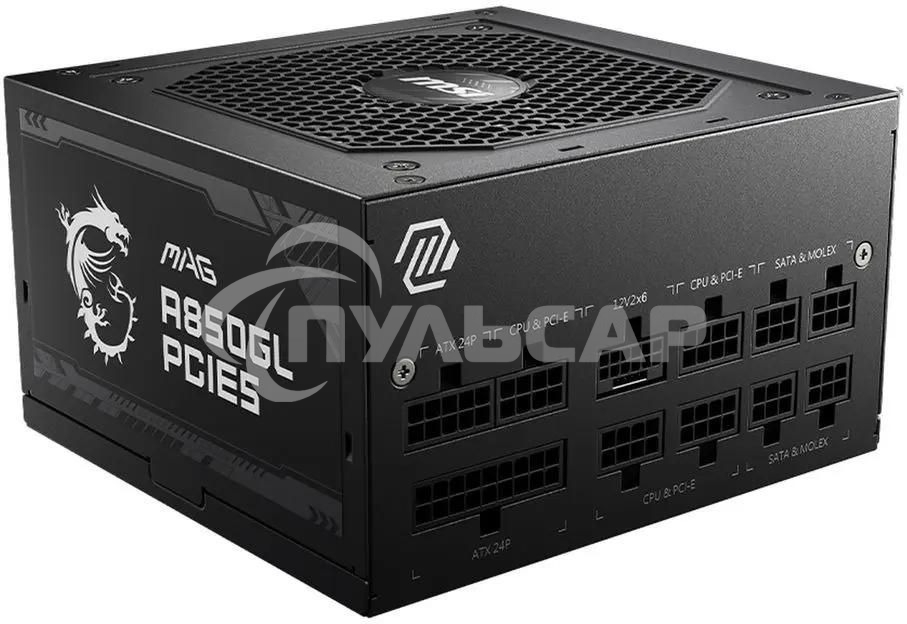 Блок питания MSI MAG A850GL PCIE5, 850W, 80 PLUS Gold, полностью модульный, ATX 3.0, PCIE5