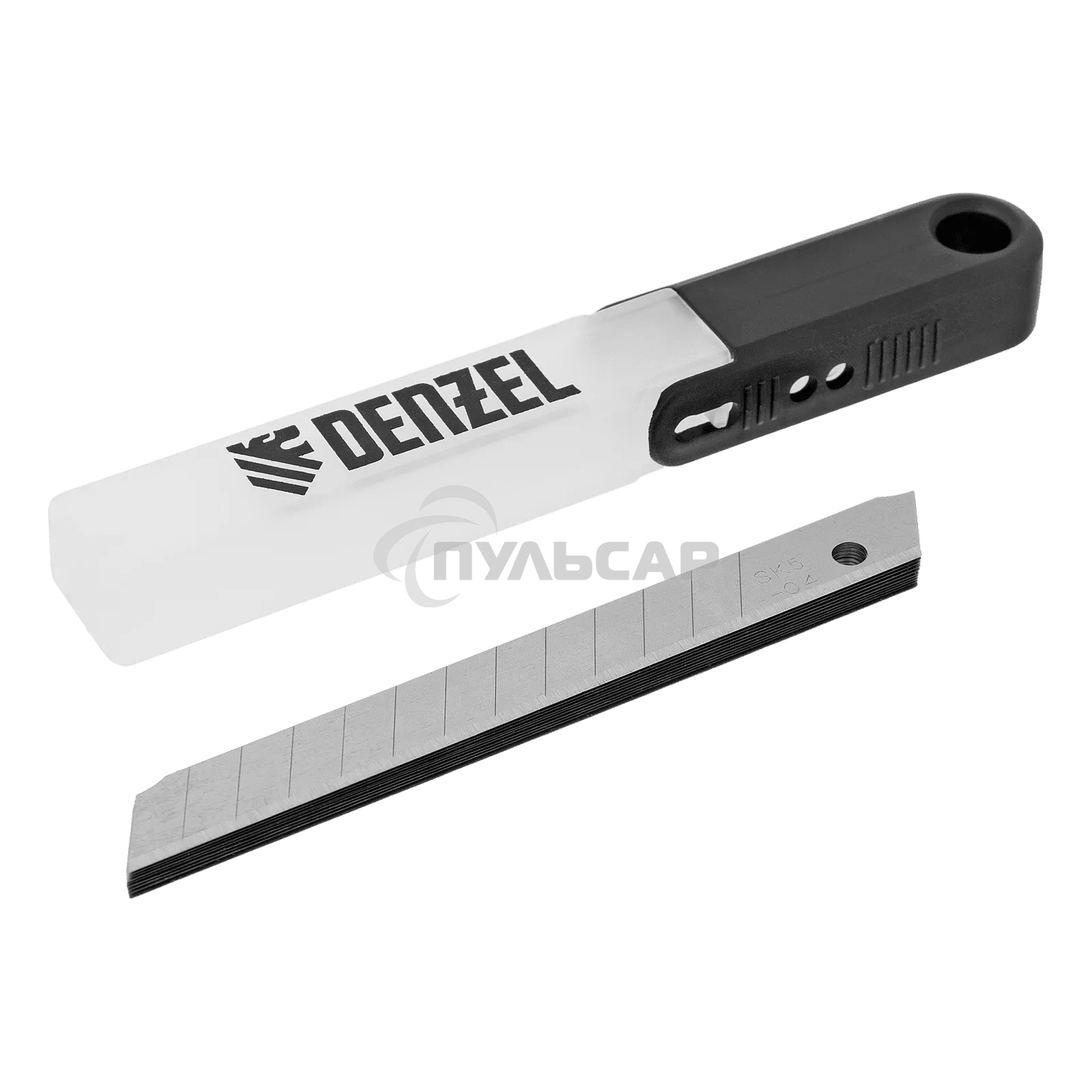 Лезвия Denzel 9 мм, сталь SK5 - 0,4 мм, 10 штук