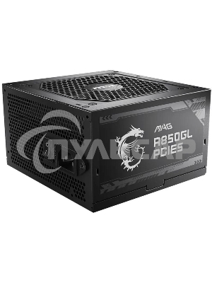 Блок питания MSI MAG A850GL PCIE5, 850W, 80 PLUS Gold, полностью модульный, ATX 3.0, PCIE5