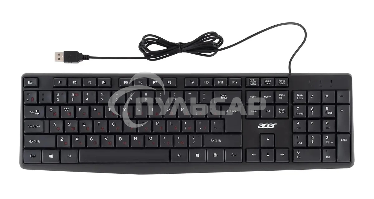 Клавиатура проводная Acer OKW121 (ZL.KBDEE.00B), USB, черный