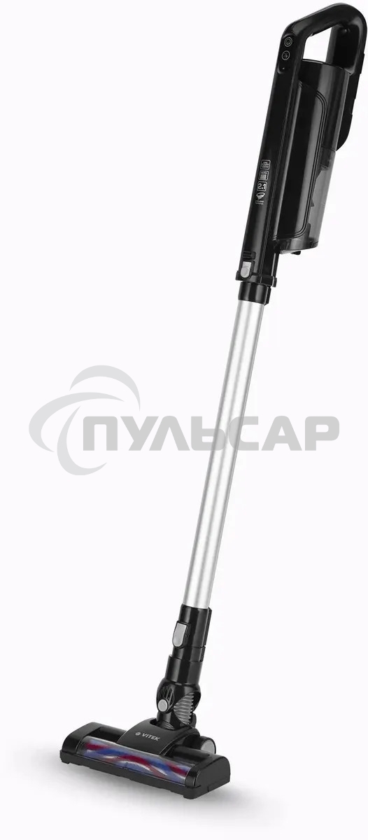 Пылесос вертикальный Vitek Midnight VT-1832 черный/серебристый, питание от аккумулятора, 120 Вт, уборка сухая, пылесборник 0.4 л, работа от АКБ max 35 мин