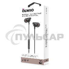 Наушники-гарнитура OLMIO Joy 3.5мм, черные, с микрофоном и кнопкой ответа