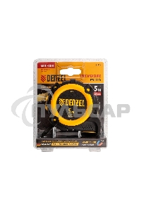 Рулетка 5м х 25мм, автоматич. фиксац., нейлон. покрытие, магнит. зацеп, двухстор. разметка Denzel