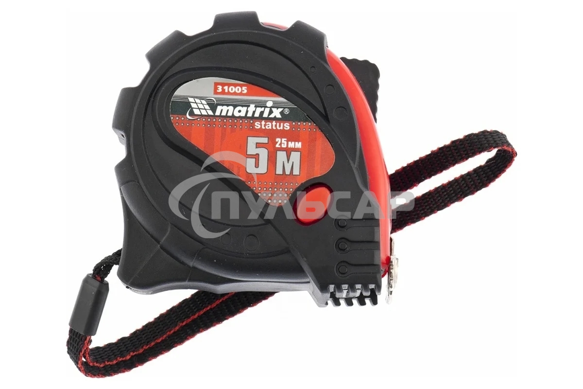 Рулетка Matrix status magnet 3 fixations 5мх25мм обрезиненный корпус зацеп с магнитом