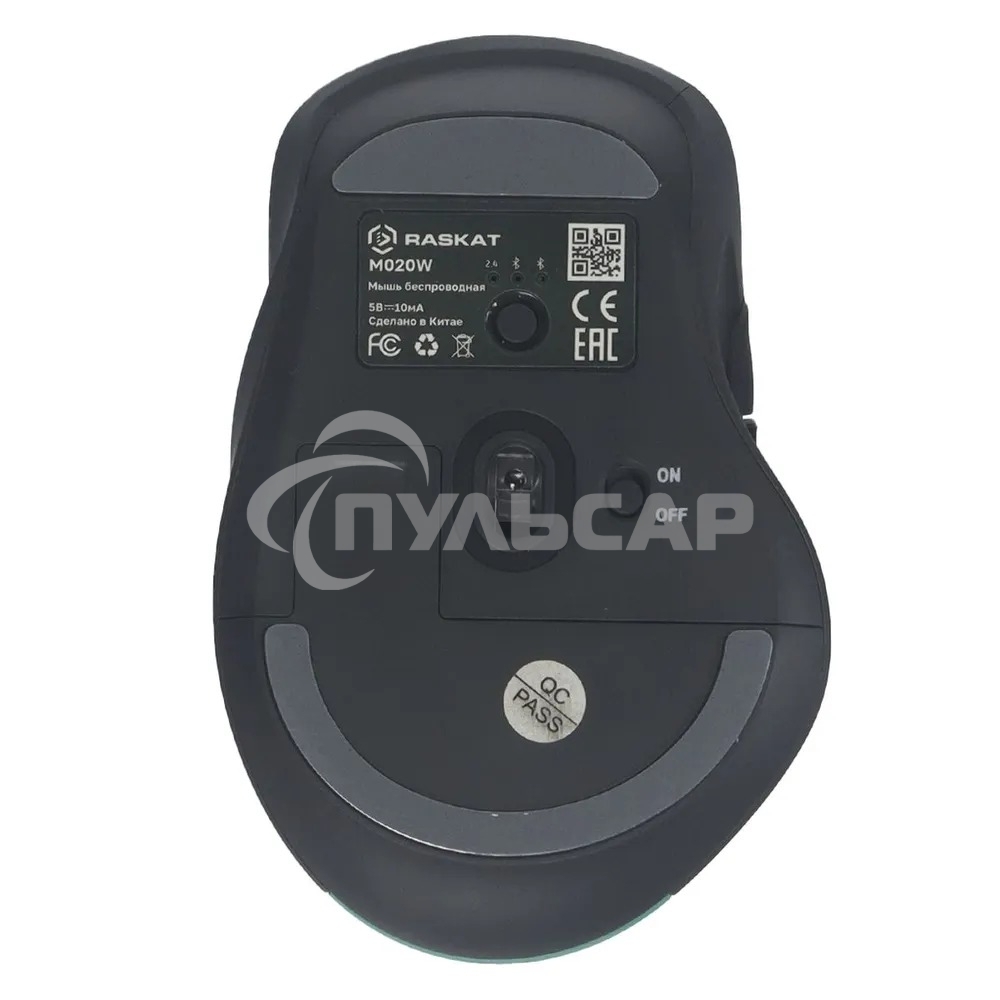 Мышь беспроводная Raskat M020W зеленый/черный, 2400 dpi, радиоканал, Bluetooth, USB, кнопки - 7