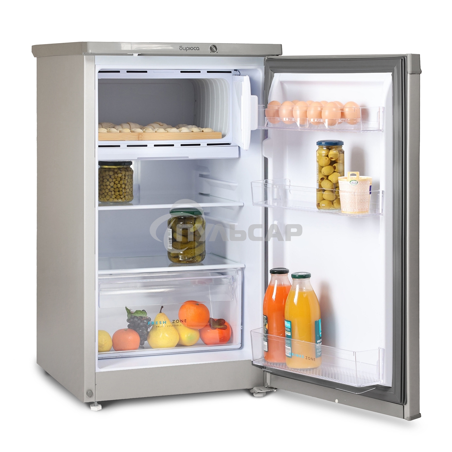 Холодильник Бирюса M408 металлик однокамерный 88/27л морозилка сверху