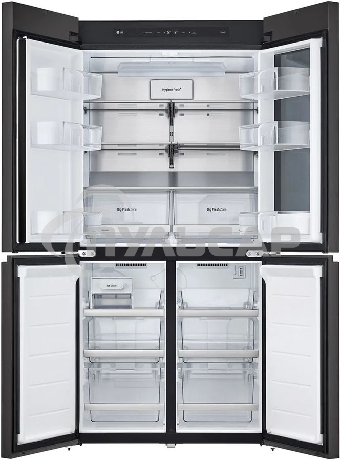 Холодильник LG GR-X24FQEKM бежевый трехкамерный 382/145л морозилка снизу, No Frost, Side by Side