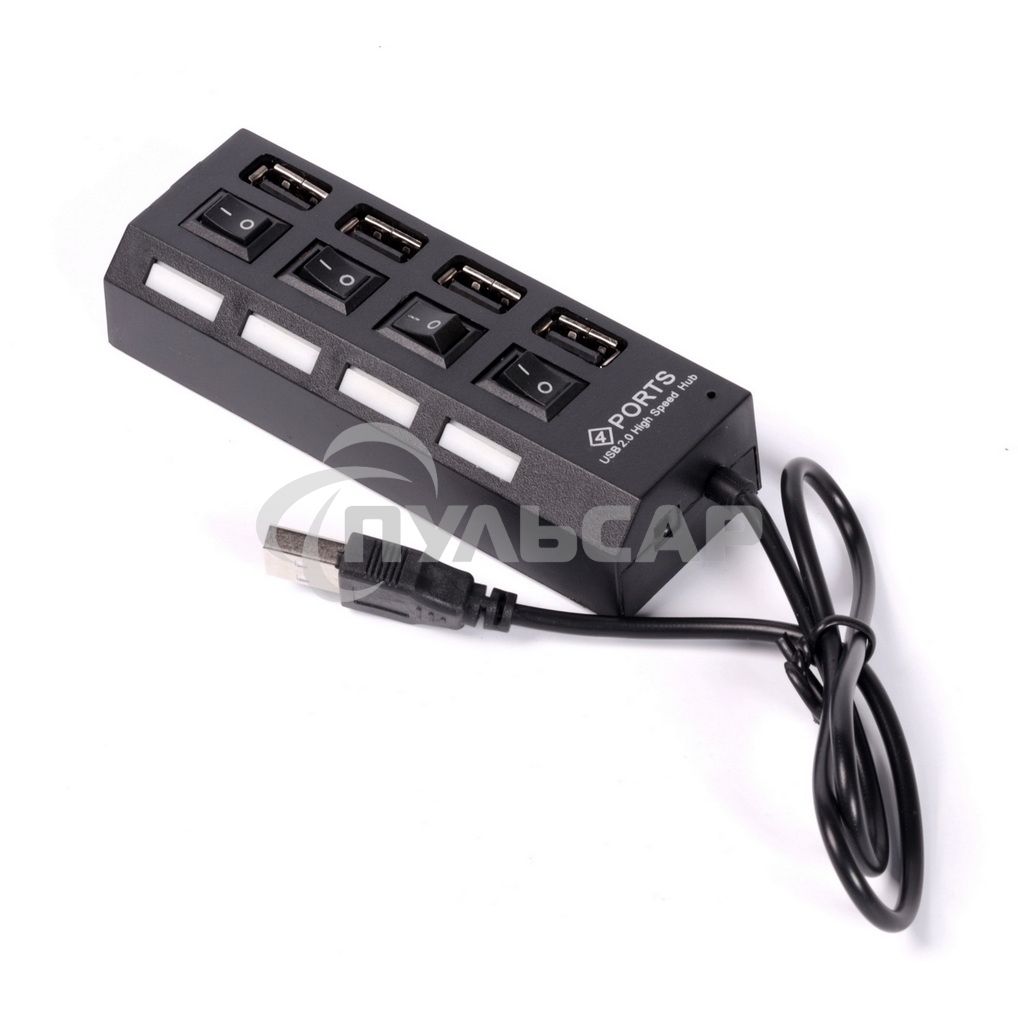 USB-хаб Smartbuy (SBHA-7204-B) USB 2.0 хаб 4 порта, черный