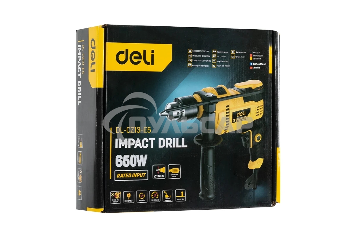 Дрель сетевая ударная Deli DL-CZ13-E5 (650Вт, 13мм, 3000об/мин, 48000 уд/мин, картон)
