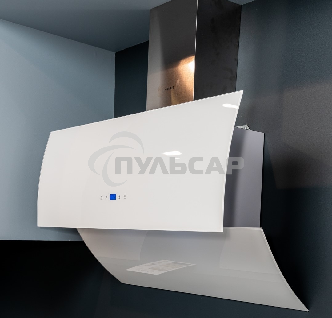 Вытяжка наклонная Graude DH 90.3 WE белое стекло/нержавеющая сталь, 90 см, 700 куб. м/ч, 70 дБ