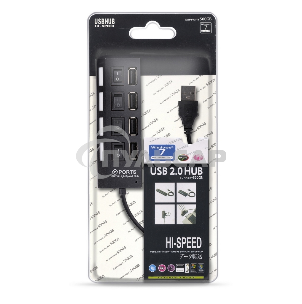 USB-хаб Smartbuy (SBHA-7204-B) USB 2.0 хаб 4 порта, черный
