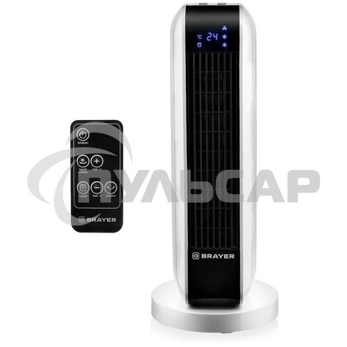 Тепловентилятор 4802BR BRAYER, 2000 Вт, 2 уров.мощ, вращ.корп 35°, LED-диспл, пульт ДУ, таймер