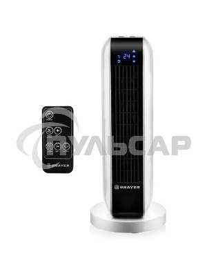 Тепловентилятор 4802BR BRAYER, 2000 Вт, 2 уров.мощ, вращ.корп 35°, LED-диспл, пульт ДУ, таймер