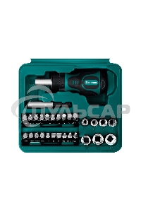 Набор KRAFTOOL Отвертка реверсивная с битами и торцевыми головками и сверлами, 43 предмета 25556-H43