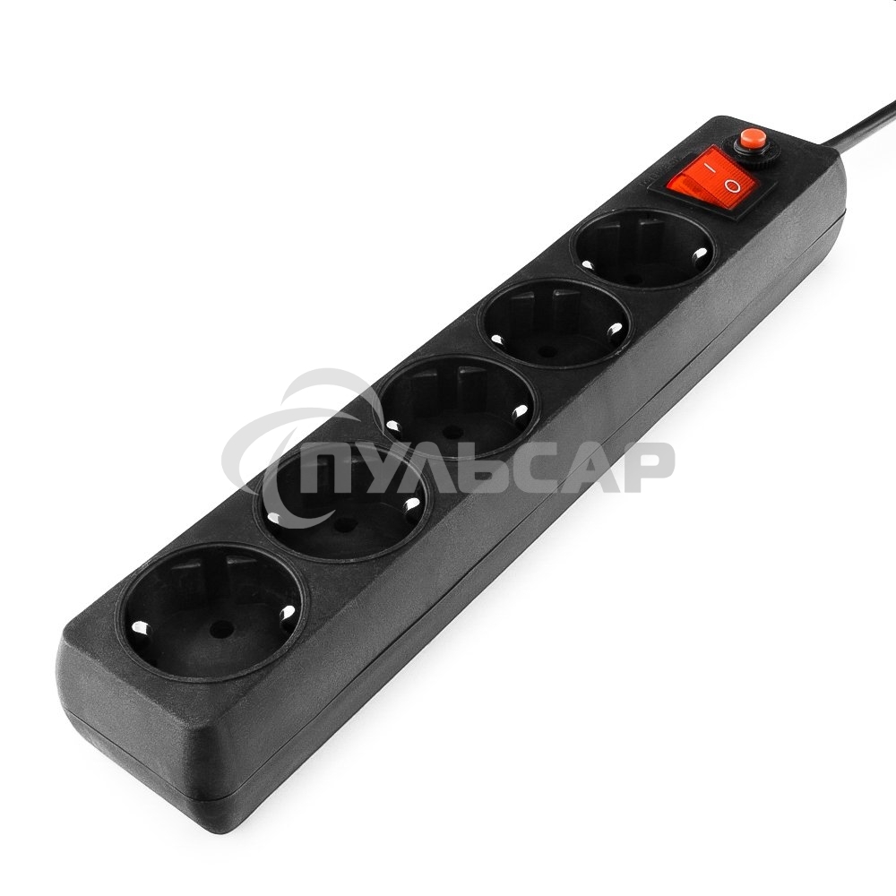 Сетевой фильтр Гарнизон ECL-5-B-1.4, 5р, 10А, 1.4м, ур.защиты 4, черный, пакет