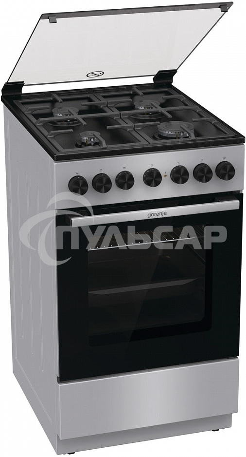 Плита комбинированная Gorenje GK5B44SF серебристый, конфорок 4 газовых, духовка 70 л, 50 см x 85 см x 59.4 см