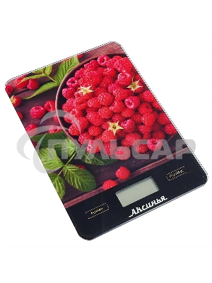 Весы настольные электронные АКСИНЬЯ КС-6502 Сочная малина: 5 кг, стекло (Россия)(24)